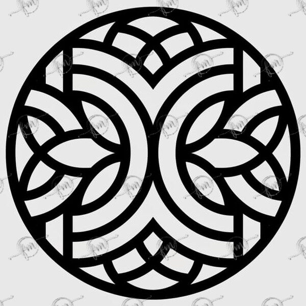 Relax and create with "Circular Symmetry" — a digital coloring page featuring an intricate, Celtic-inspired mandala of curved lines, floral elements, and bold geometric symmetry.