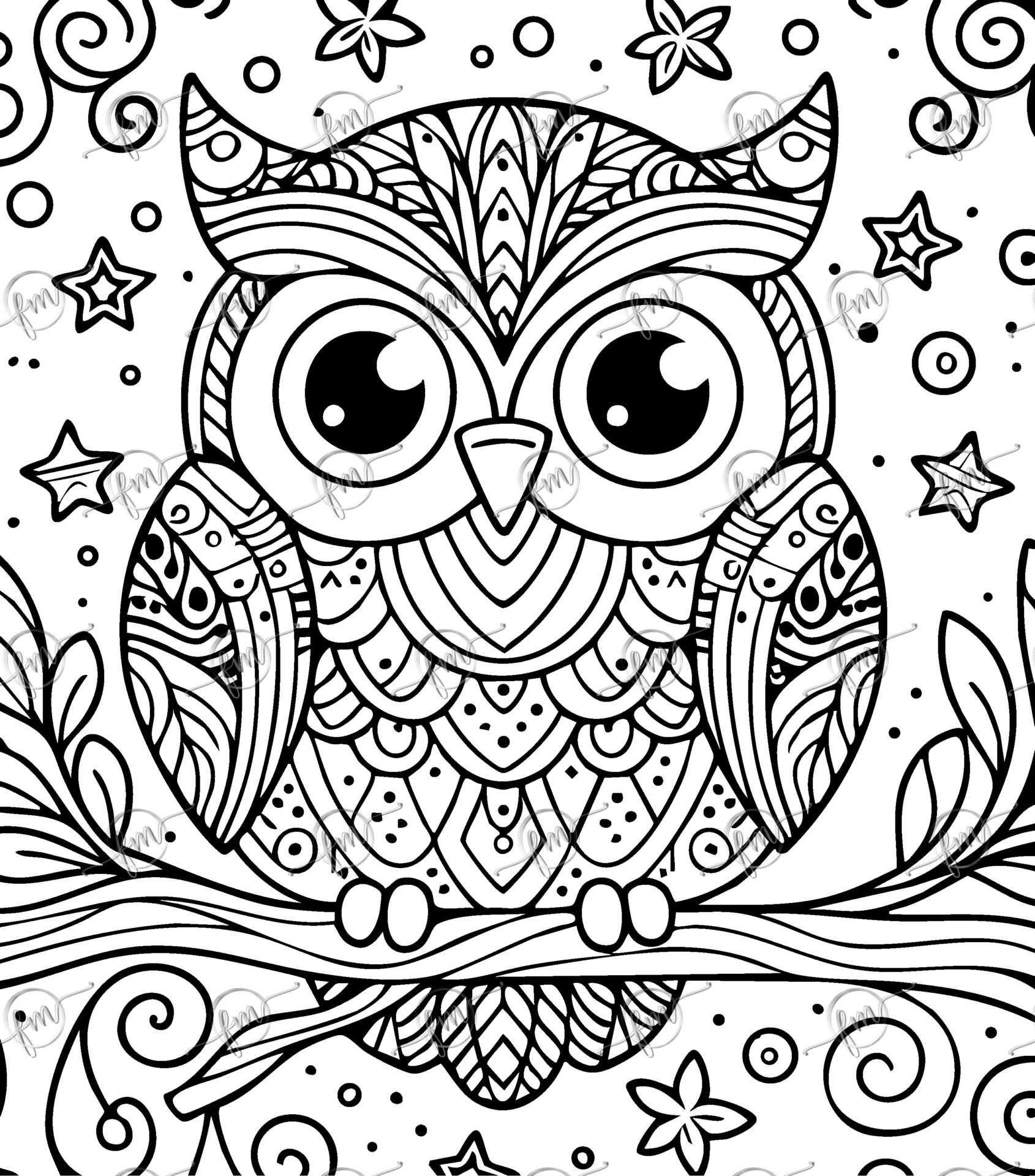 "Starlight Owl" features a stylized owl on a branch with stars.